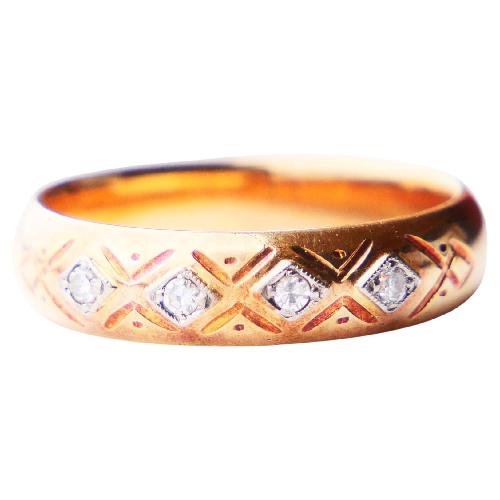 Antiker Allianz Ring Diamanten massiv 14K Orange Gold Ø US7.75 /5.7gr im Angebot