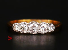 Antike Allianz Ring natürliche 0.5ctw Diamanten massiv 18K Gold Platin Ø8.25US