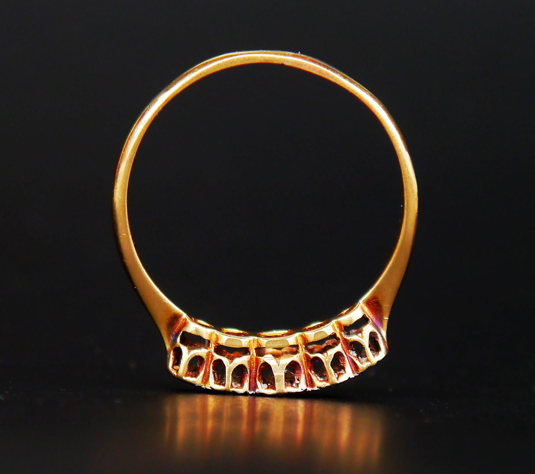 Old European Cut Antique Alliance Ring natural 0.5ctw Diamonds solid 18K Gold Platinum Ø8.25US For Sale