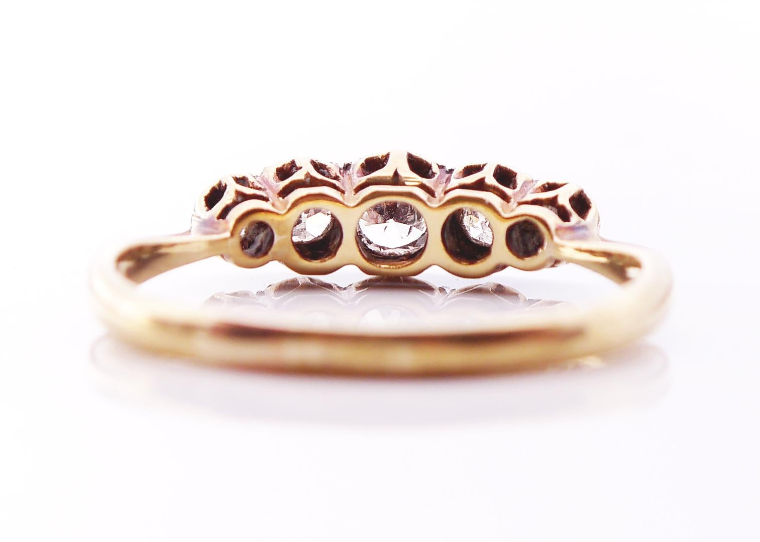 Antique Alliance Ring natural 0.5ctw Diamonds solid 18K Gold Platinum Ø8.25US For Sale 2