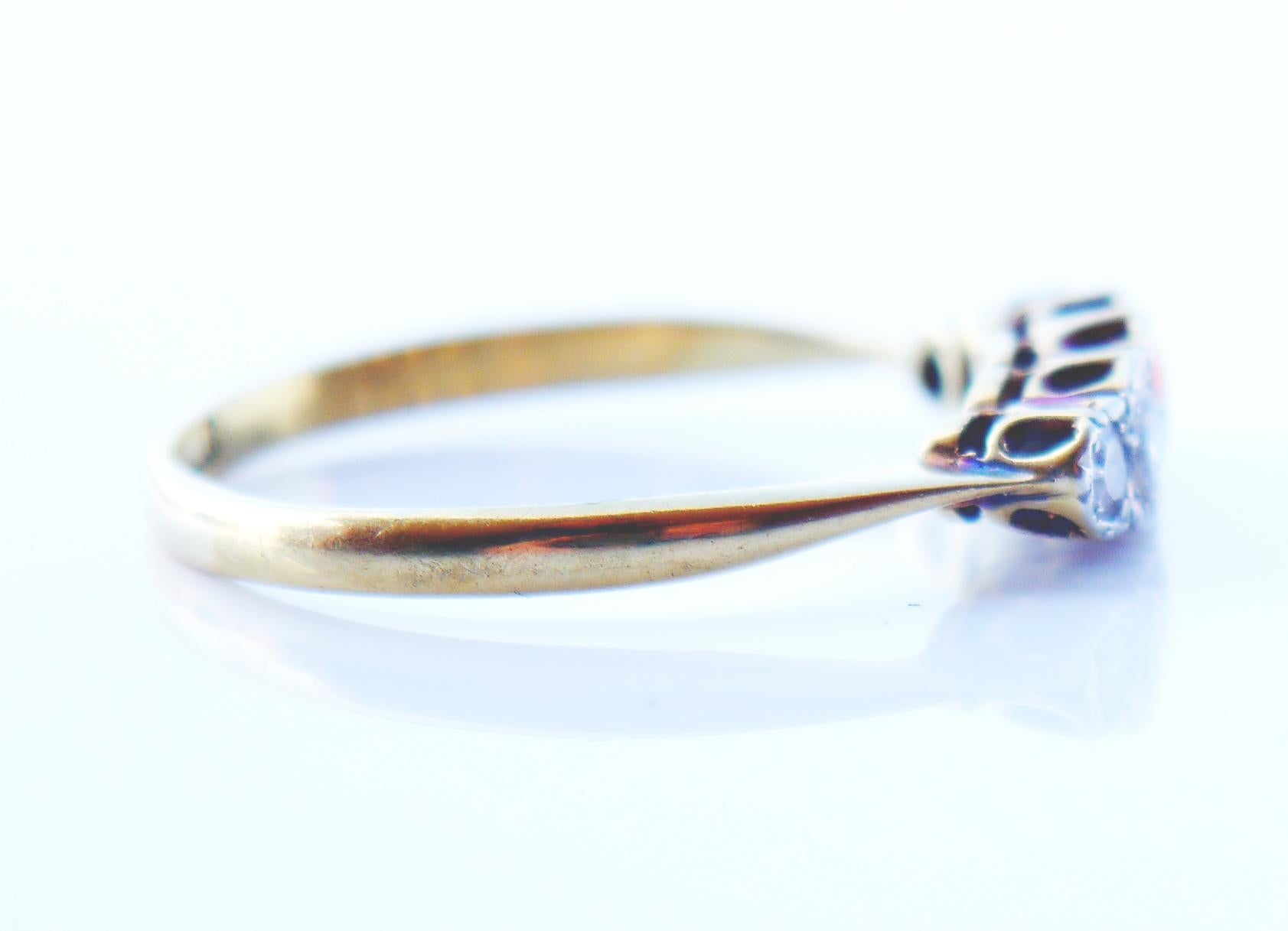 Antique Alliance Ring natural 0.5ctw Diamonds solid 18K Gold Platinum Ø8.25US For Sale 3