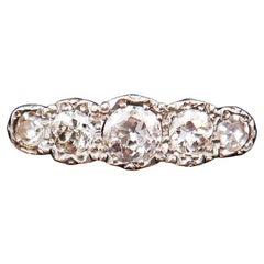 Antique Alliance Ring natural 0.5ctw Diamonds solid 18K Gold Platinum Ø8.25US