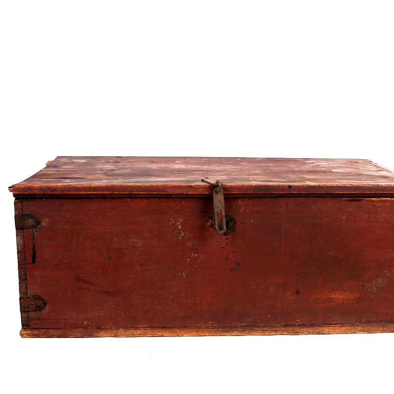Swedish Antique Allmoge Chest from Sweden 1839 in Pine For Sale