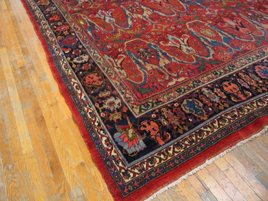 Hand-Knotted Early 20th Century Persian Bijar Garrus Carpet ( 12'4