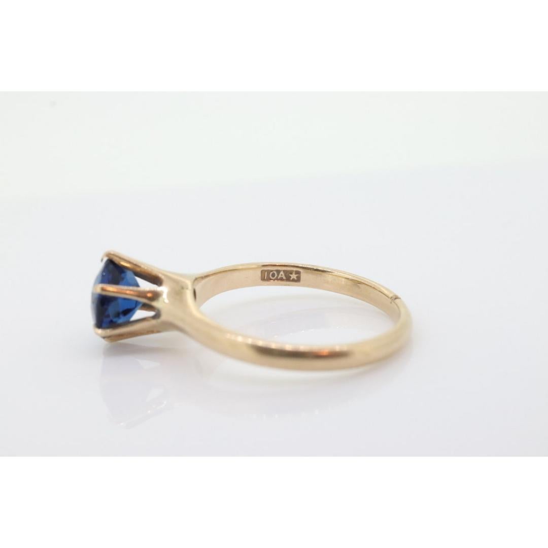 Round Cut Antique Allsopp Brothers ring. 10k Blue SAPPHIRE victorian prong set. Allsop Bro For Sale