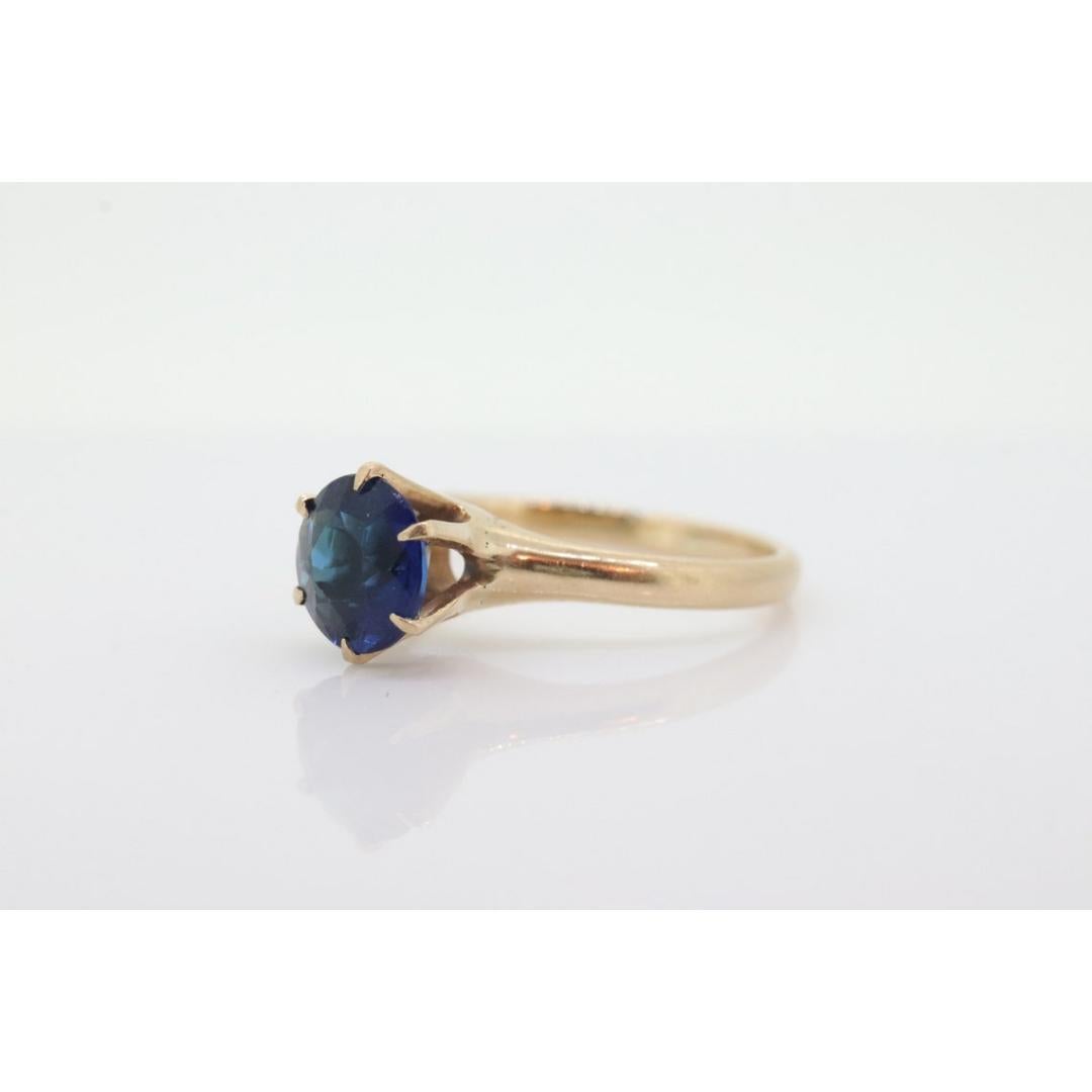 Antique Allsopp Brothers ring. 10k Blue SAPPHIRE victorian prong set. Allsop Bro In Good Condition For Sale In Port Charlotte, FL