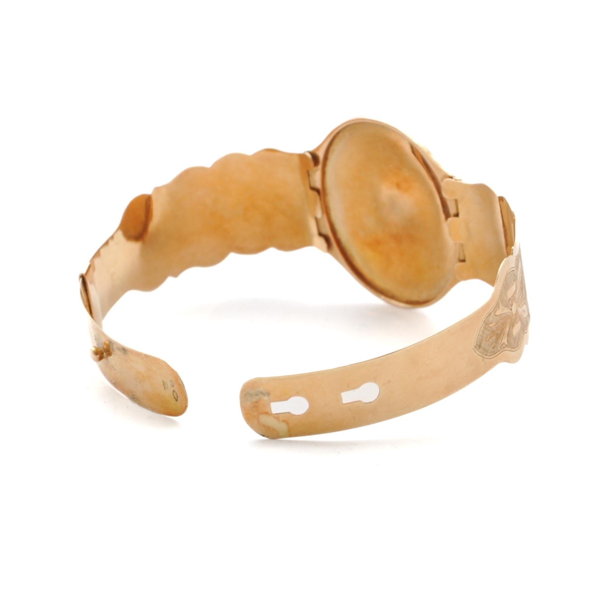 Antikes Almandine-Armband aus Granat und 14K Rosgold mit Gravur im Angebot 3