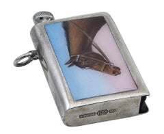Antique Alpaca and Enamel Horse Case and Match Strike