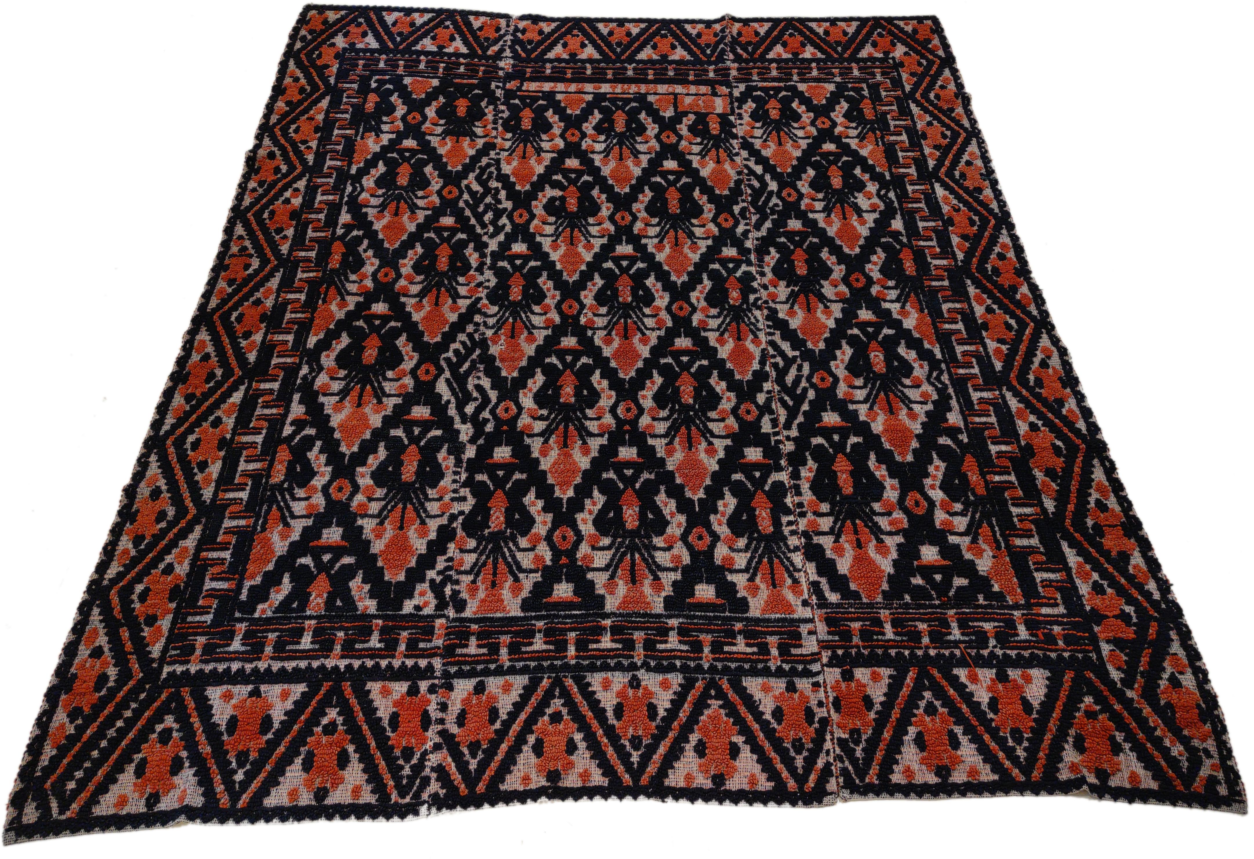 19th Century Antique Alpujarra Spanish Textured Rug Signed and Dated 1891 For Sale