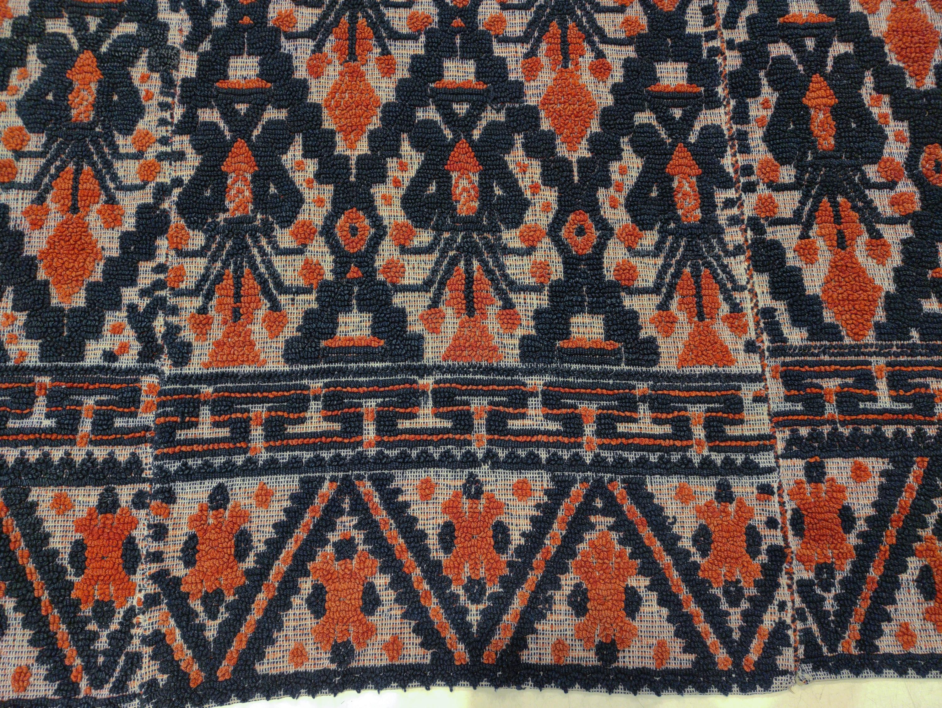 Wool Antique Alpujarra Spanish Textured Rug Signed and Dated 1891 For Sale