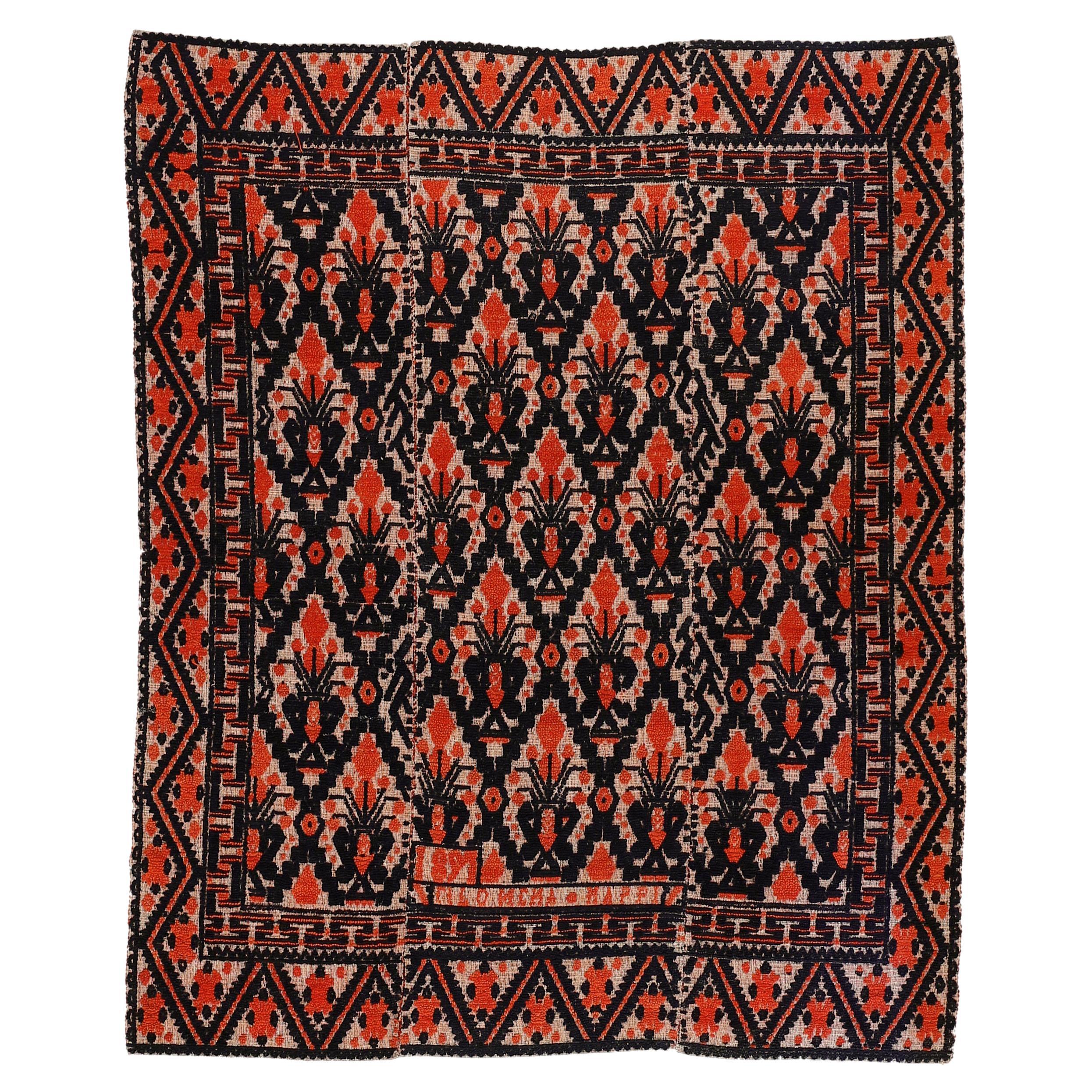 Antiker spanischer texturierter Alujarra-Teppich, signiert und datiert 1891 im Angebot