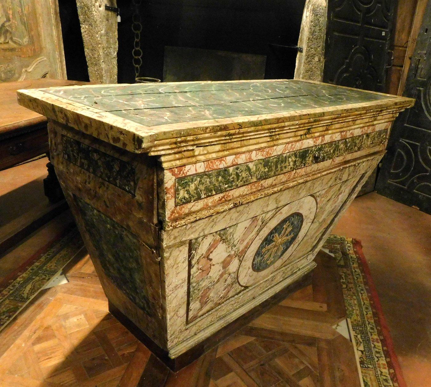 18th Century Antique altar in faux marble lacquered wood, from Italian chapel of '700