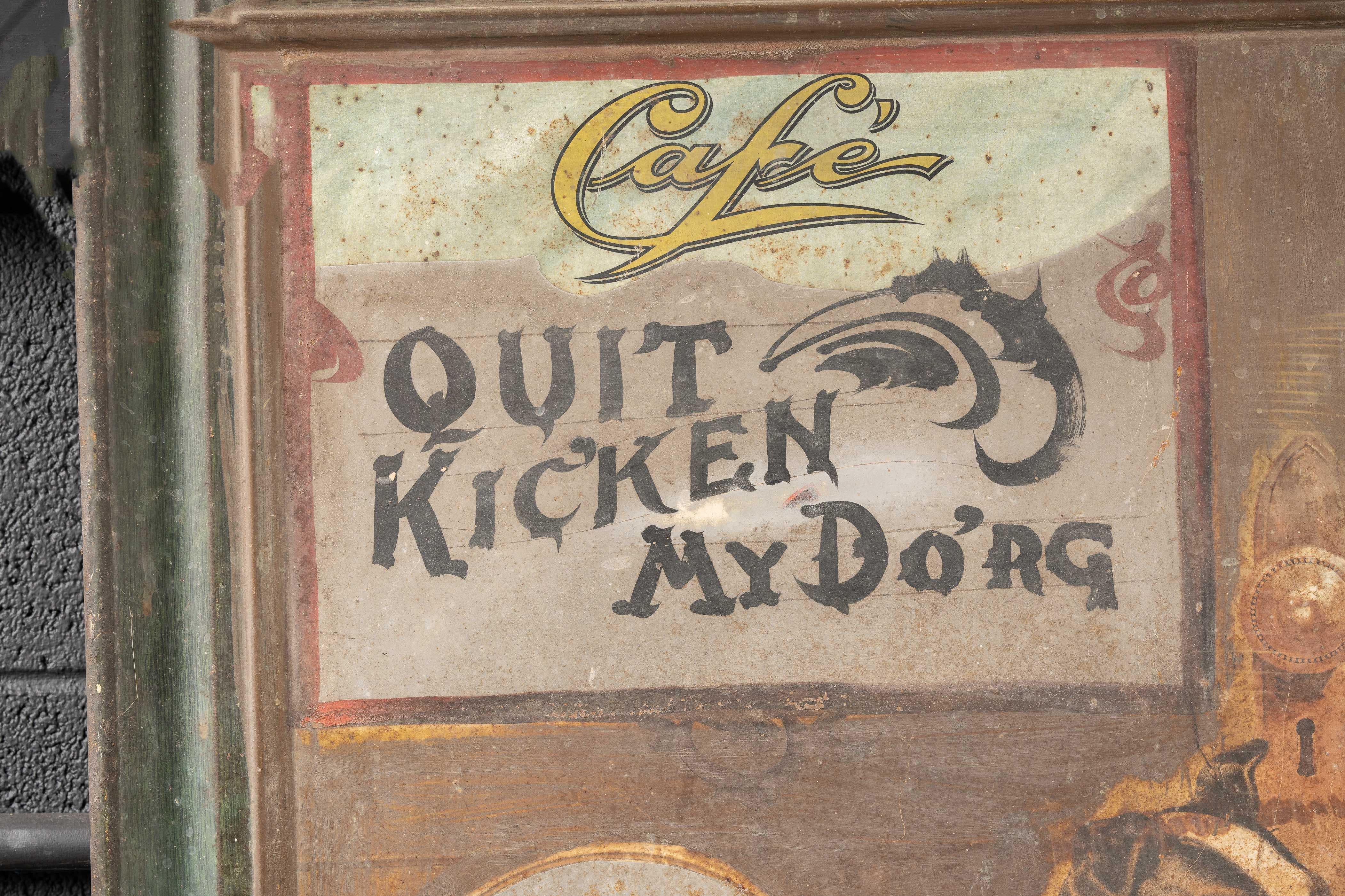 20th Century Antique Altered El Bart Gin Self-Framed Tin Litho Advertising Sign For Sale