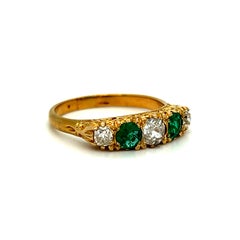 Fascia nuziale in oro giallo 18 carati con smeraldo e diamante alternati - 1,35 ct.
