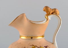 Antique Altwasser Chocolate Jug in Porcelain with a Lion on the Handle