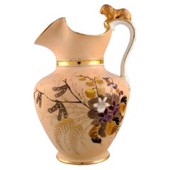 Antique Altwasser Chocolate Jug in Porcelain with a Lion on the Handle