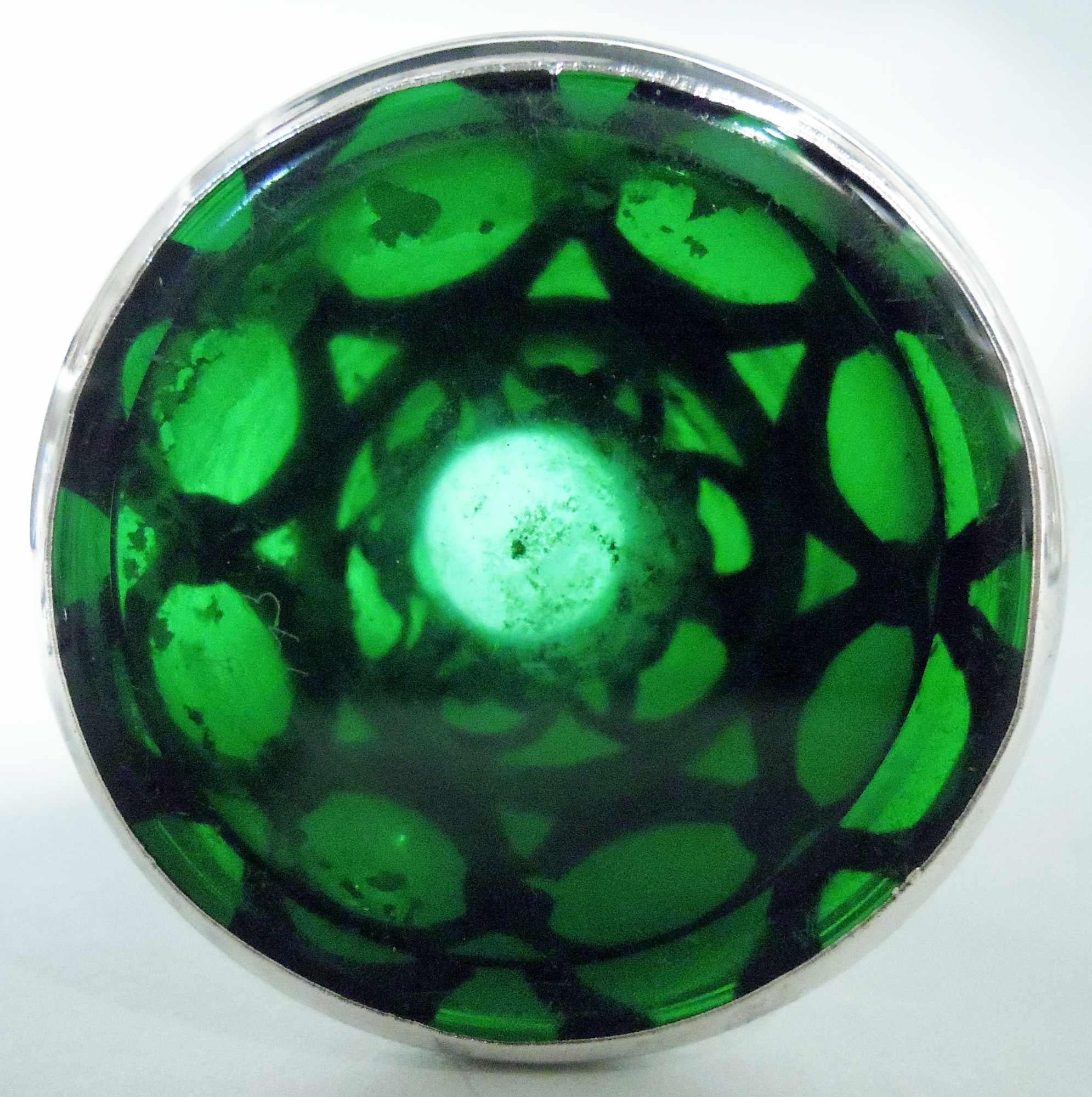 Antique Alvin Art Nouveau Green Silver Overlay Vase For Sale 1