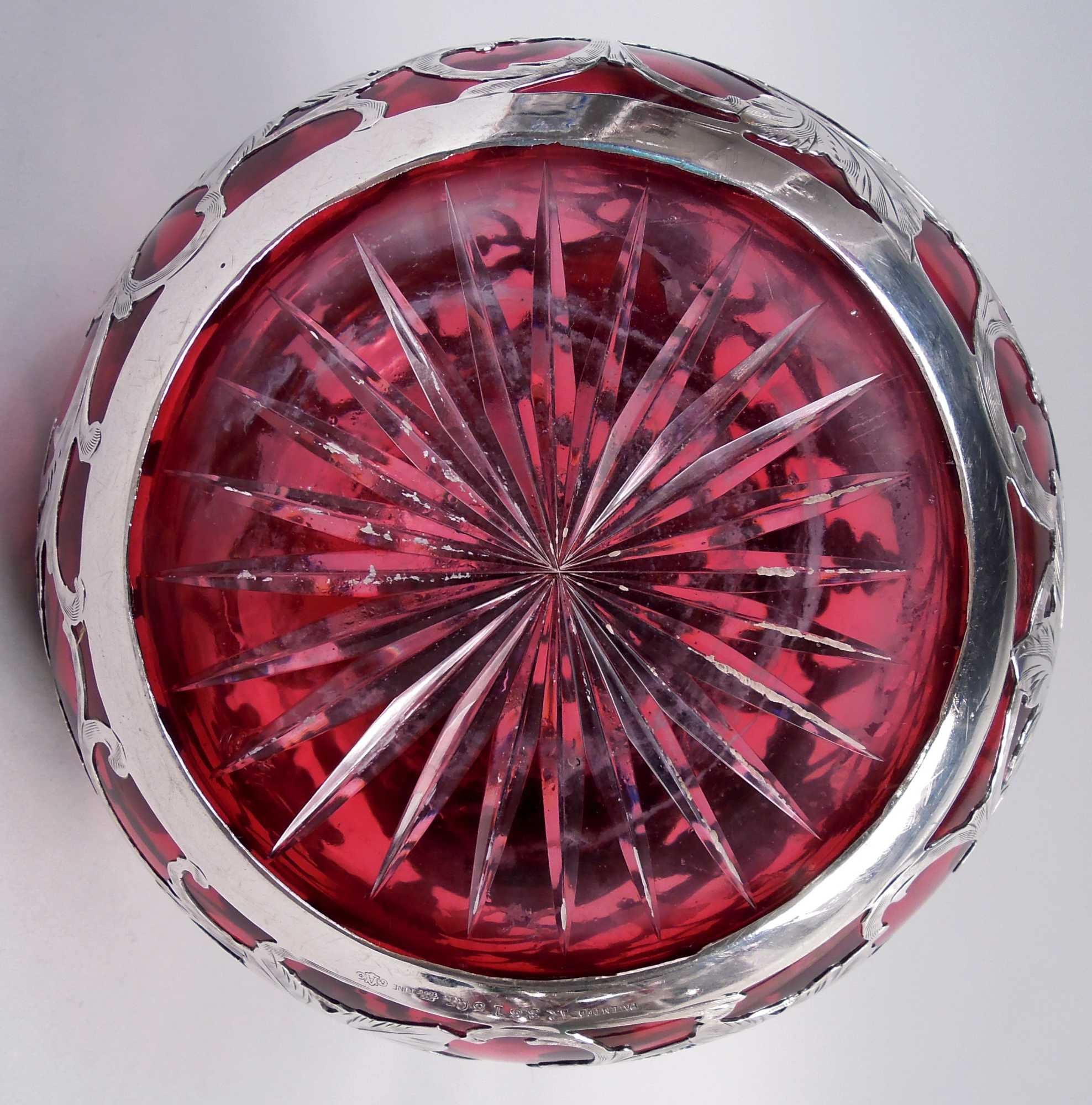 Antique Alvin Art Nouveau Red Grapevine Silver Overlay Decanter For Sale 6