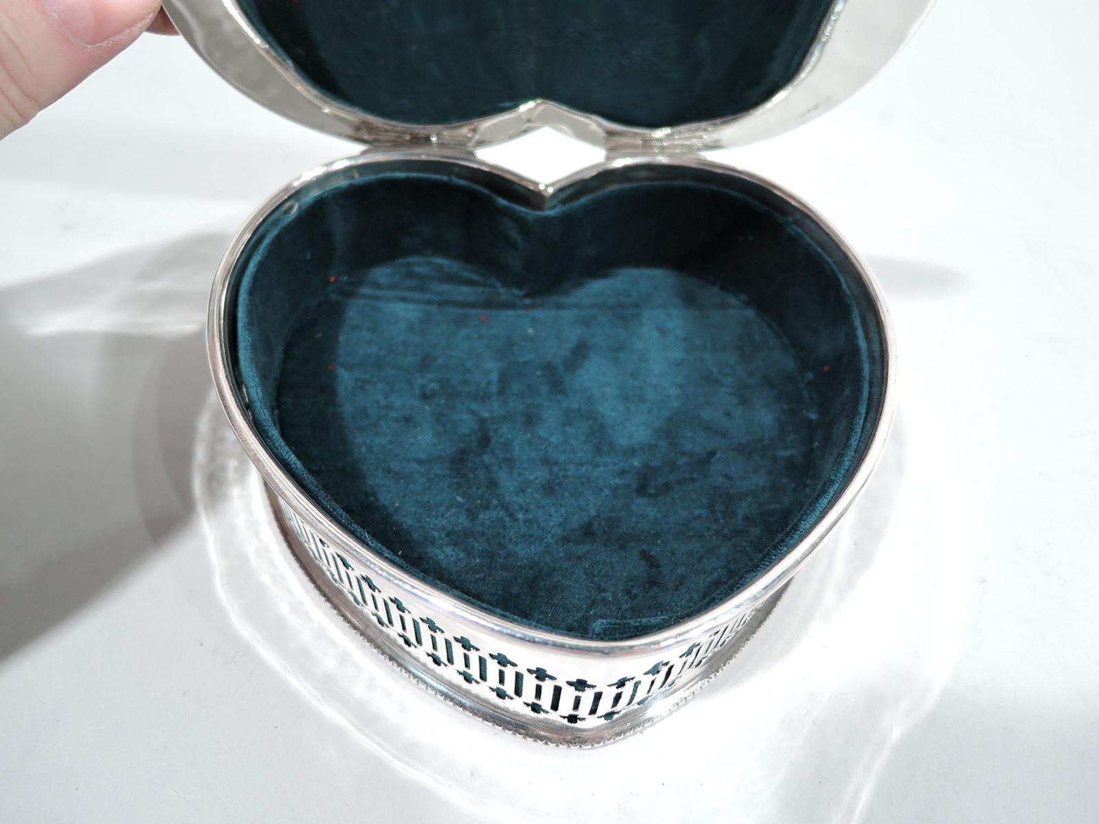 American Antique Alvin Edwardian Sterling Silver Heart-Shaped Jewelry Box