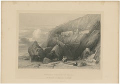 Antiker Druck der Amalfiküste, Kapuzinerkloster, italienische Küstenansicht, ca.1838