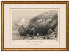 Antiker Druck der Amalfiküste, Kapuzinerkloster, italienische Küstenansicht, ca.1838