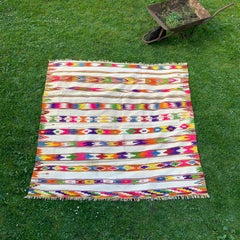 Vintage Berber Rug 1970s Algerian Multicolored Geometrical Handmade Boho
