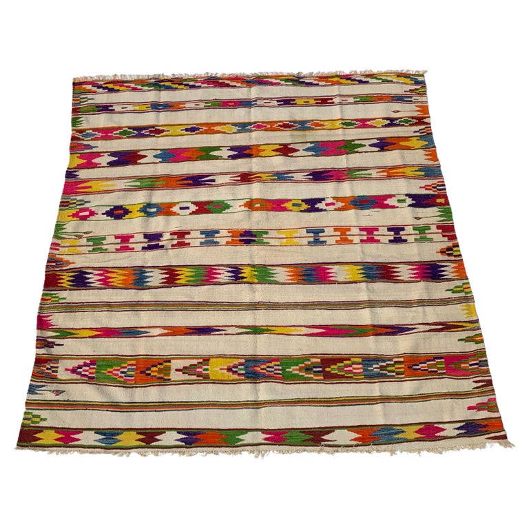 Vintage Amazigh Berber Algerian Multicolored Geometrical Rug Handmade ...