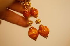 Antique Amber Beads Yellow Gold Earrings