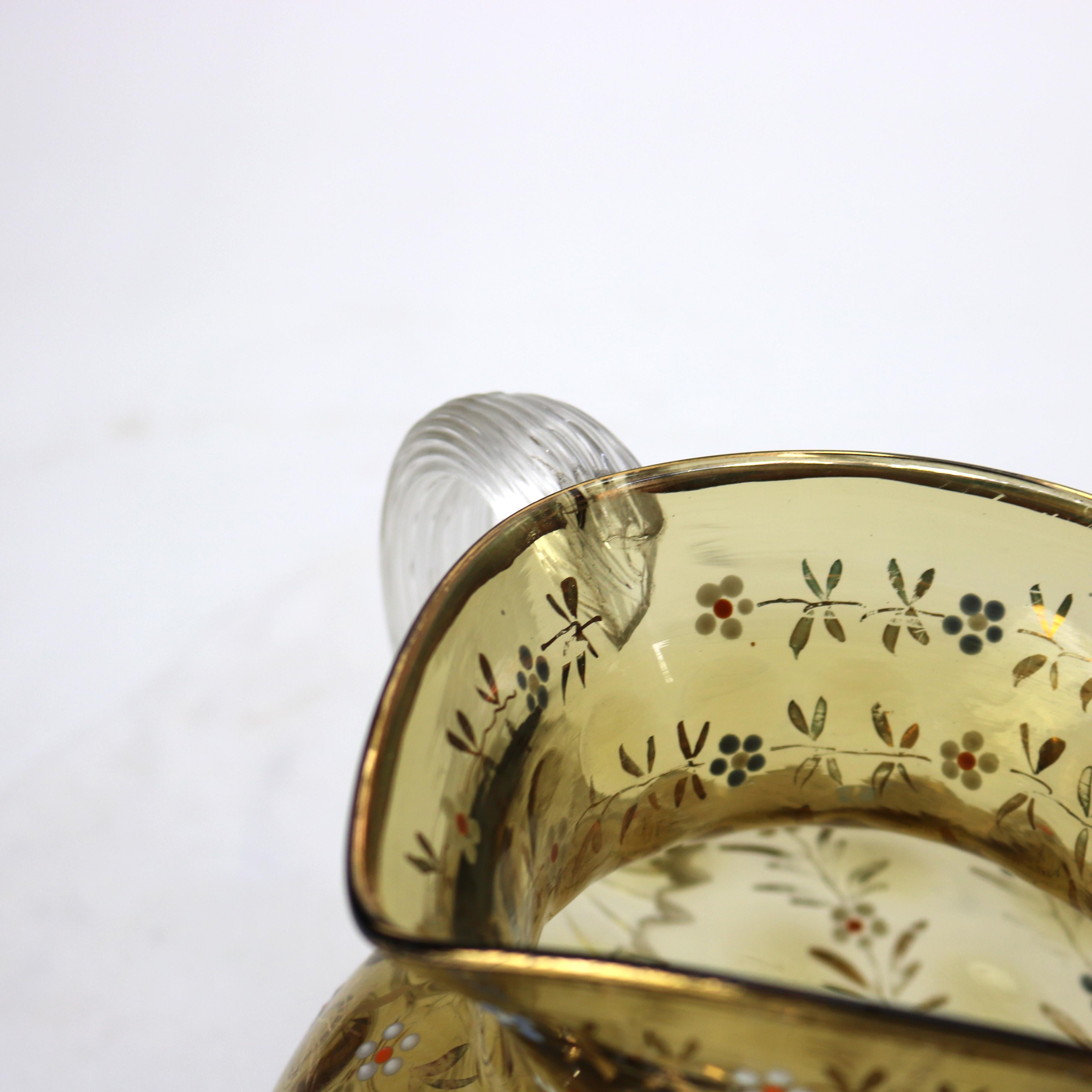 Antiker Bernstein-Wasserkrug mit Münzflecken-Wasserkrug mit emailliertem Blumenmuster, um 1880 im Angebot 2