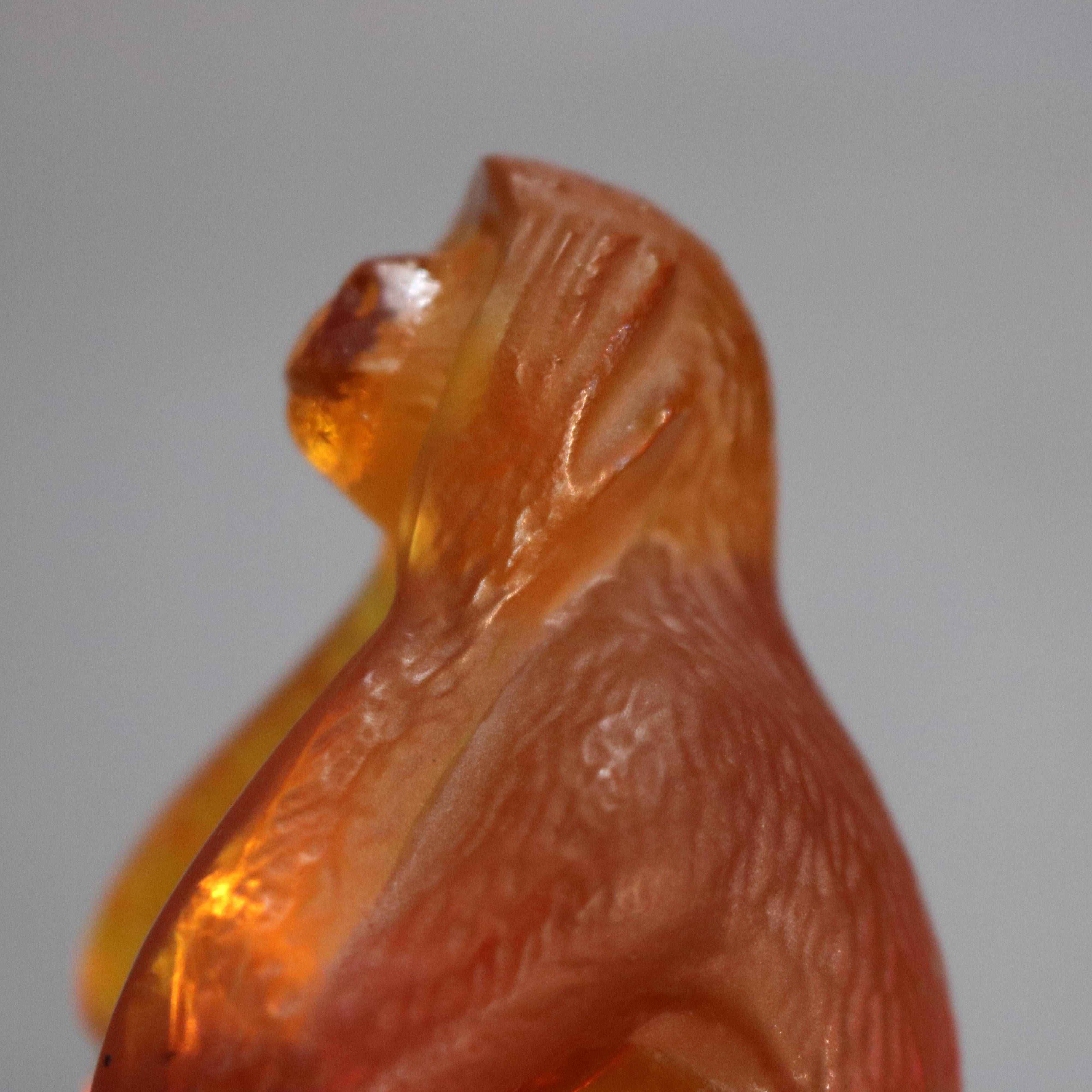 Antique Amber French Daum Crystal Figural 