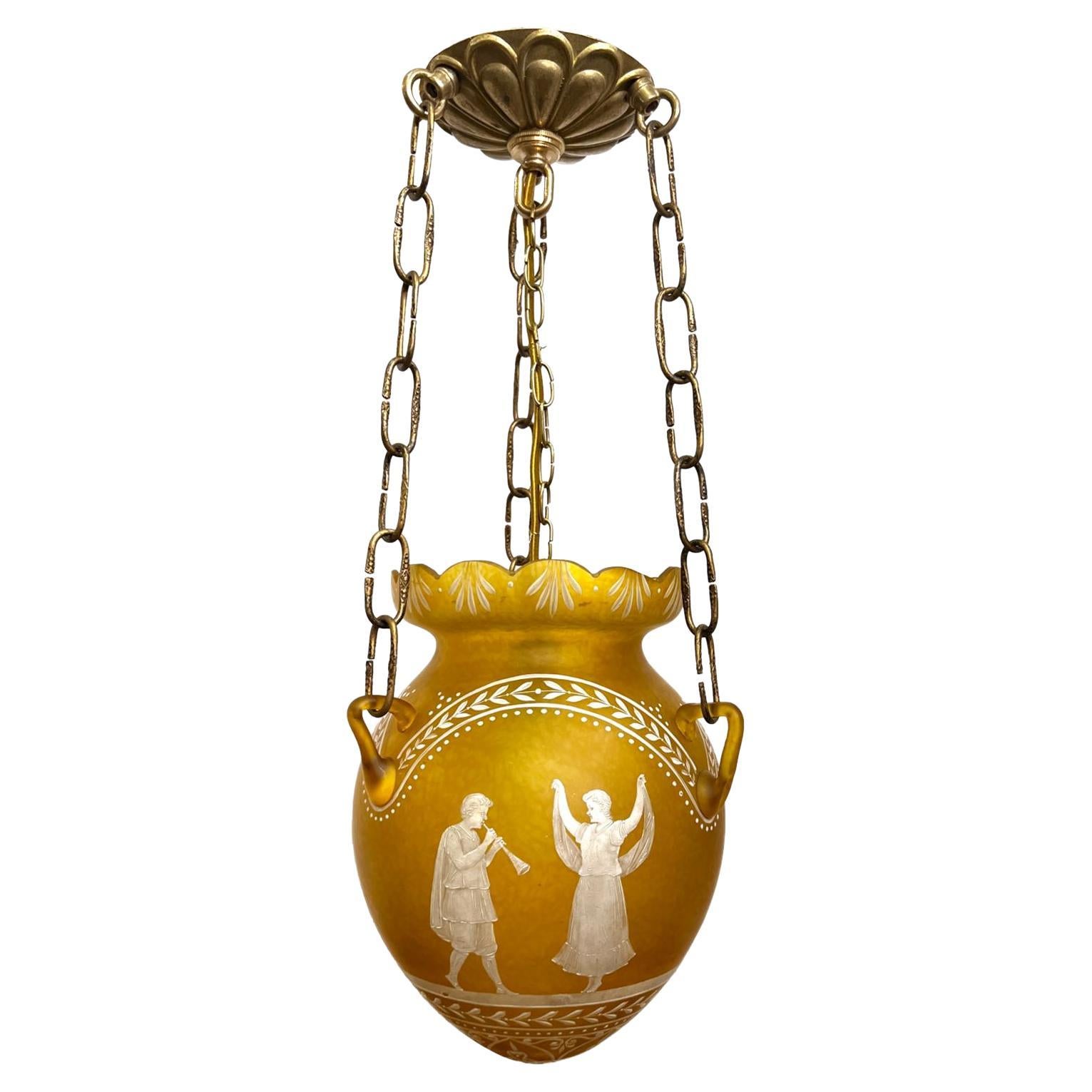 Antique Amber Glass Lantern For Sale