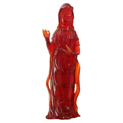 Antique Amber Guanyin Sculpture