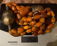 Antique Amber Necklace Yemen Afghanistan 18/19th Century Islamic Art silver