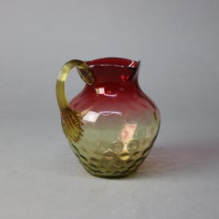 Antique Amberina Coinspot Glass Water or Juice Pitcher C1900
