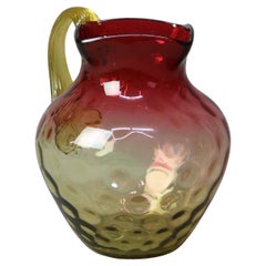 Antique Amberina Coinspot Glass Water or Juice Pitcher C1900