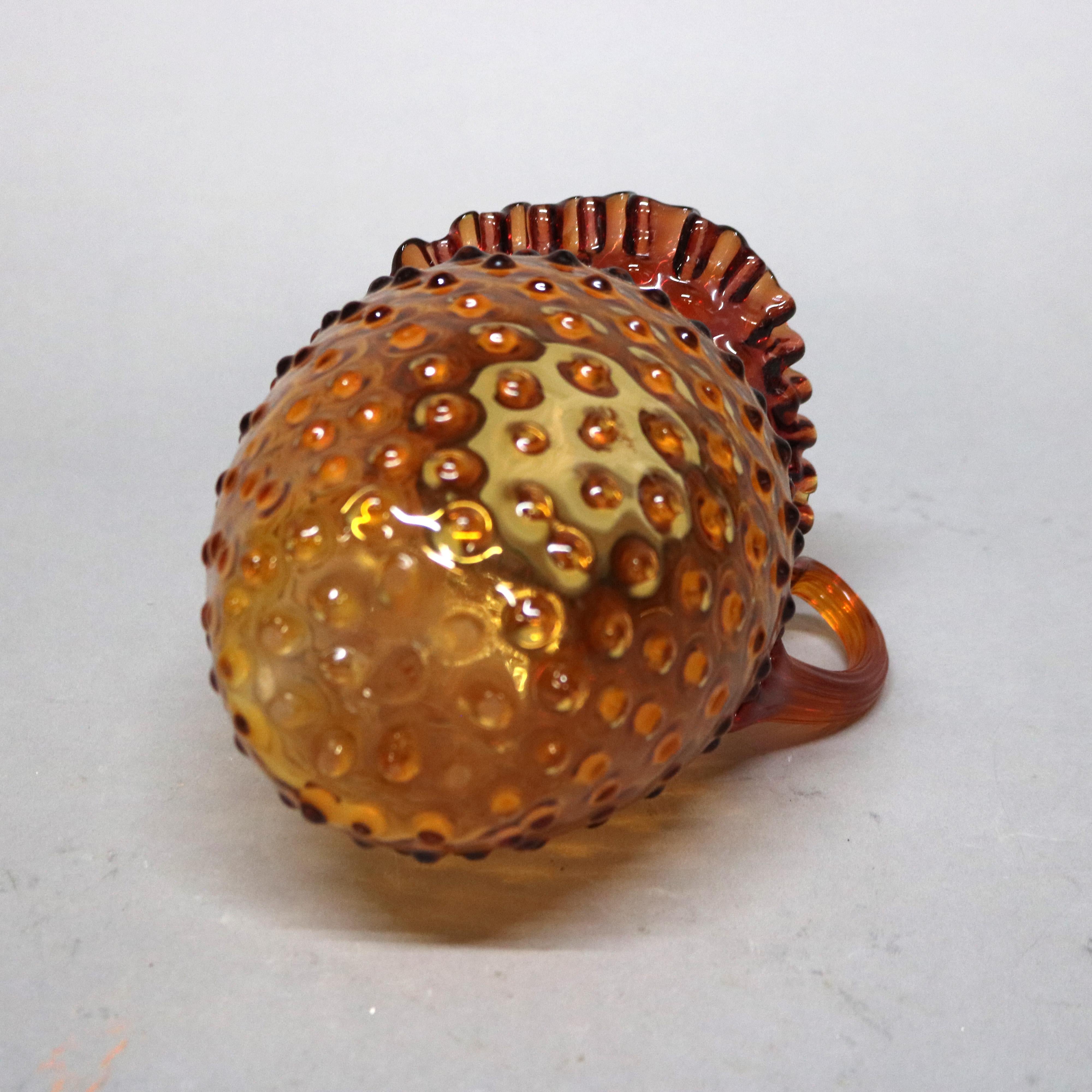 Antique Amberina Fluted Hobnail Art Glass Juice, Iced Tea or Water Pitcher C1890 For Sale 1