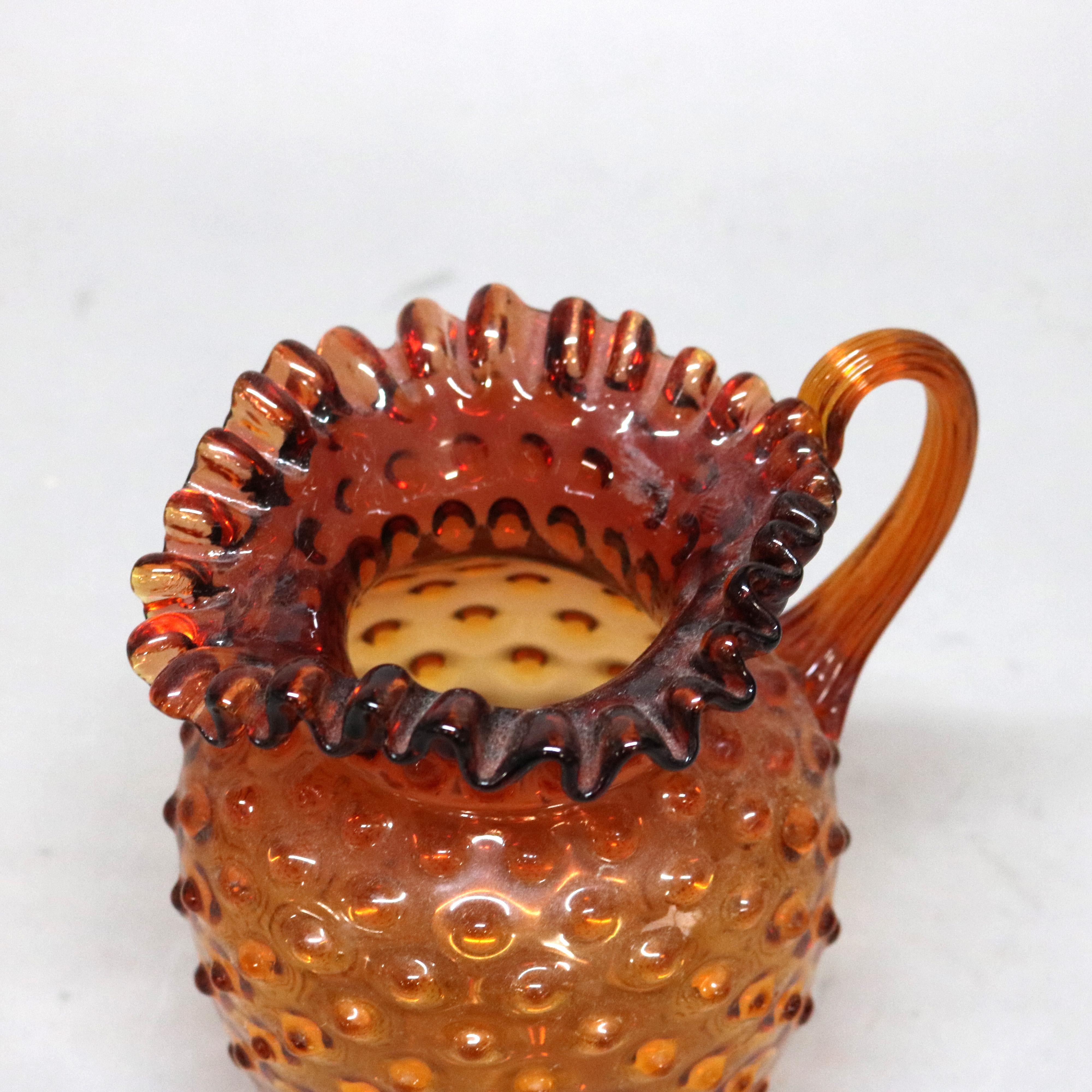 Antique Amberina Fluted Hobnail Art Glass Juice, Iced Tea or Water Pitcher C1890 For Sale 2