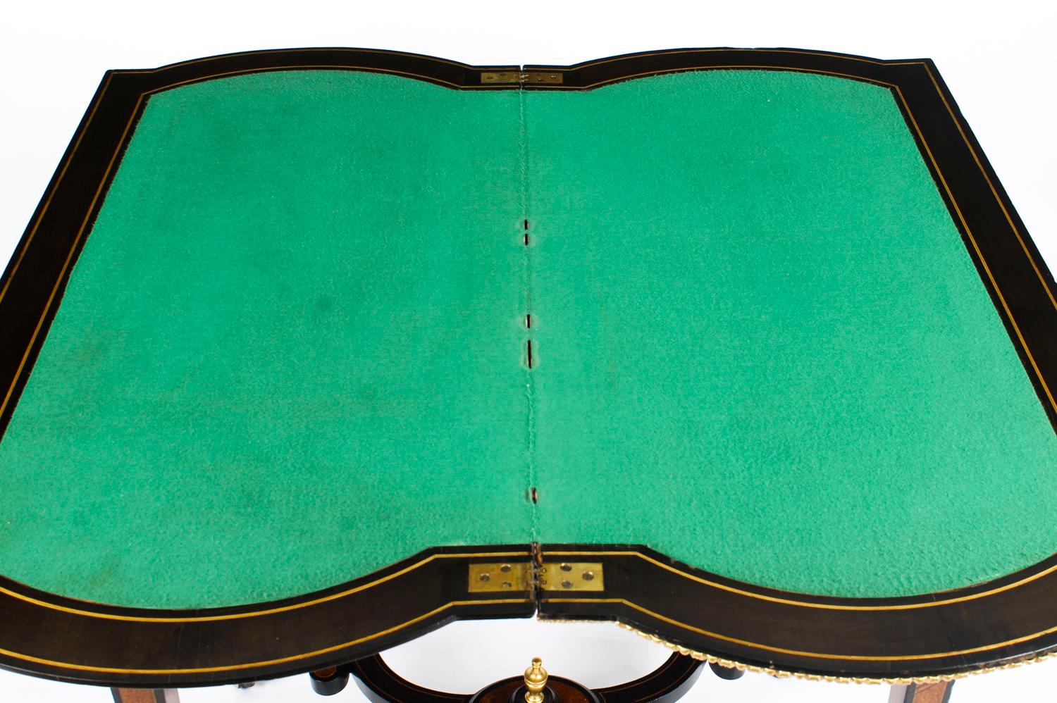 Antique Amboyna and Ebonized Card Table, 19th Century 7