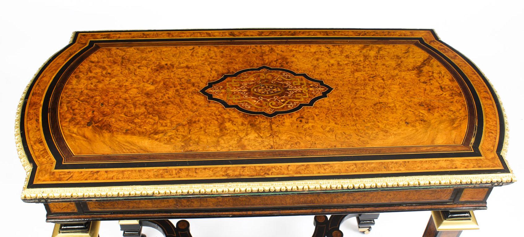Victorian Antique Amboyna and Ebonized Card Table, 19th Century
