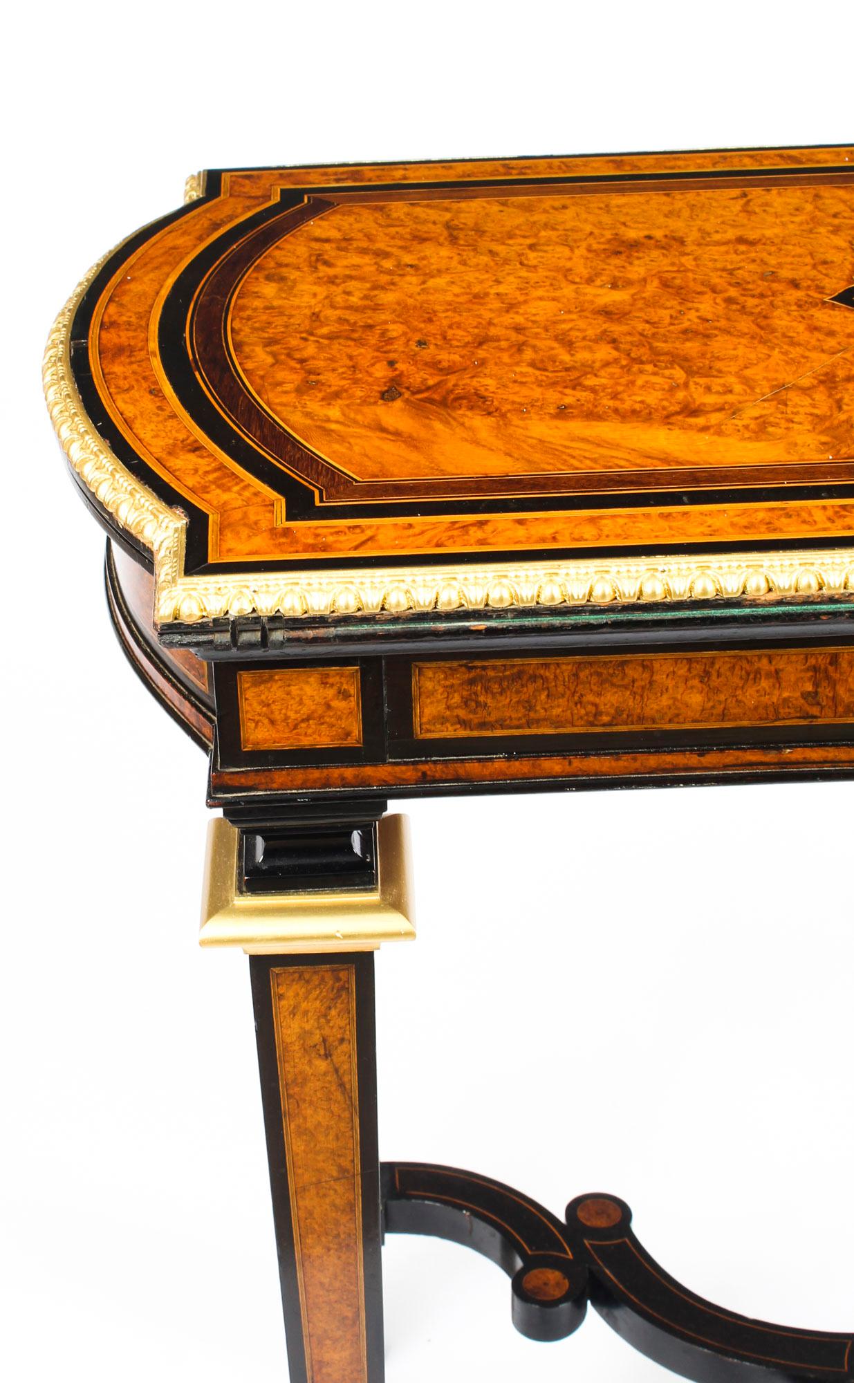 Antique Amboyna and Ebonized Card Table, 19th Century In Good Condition In London, GB