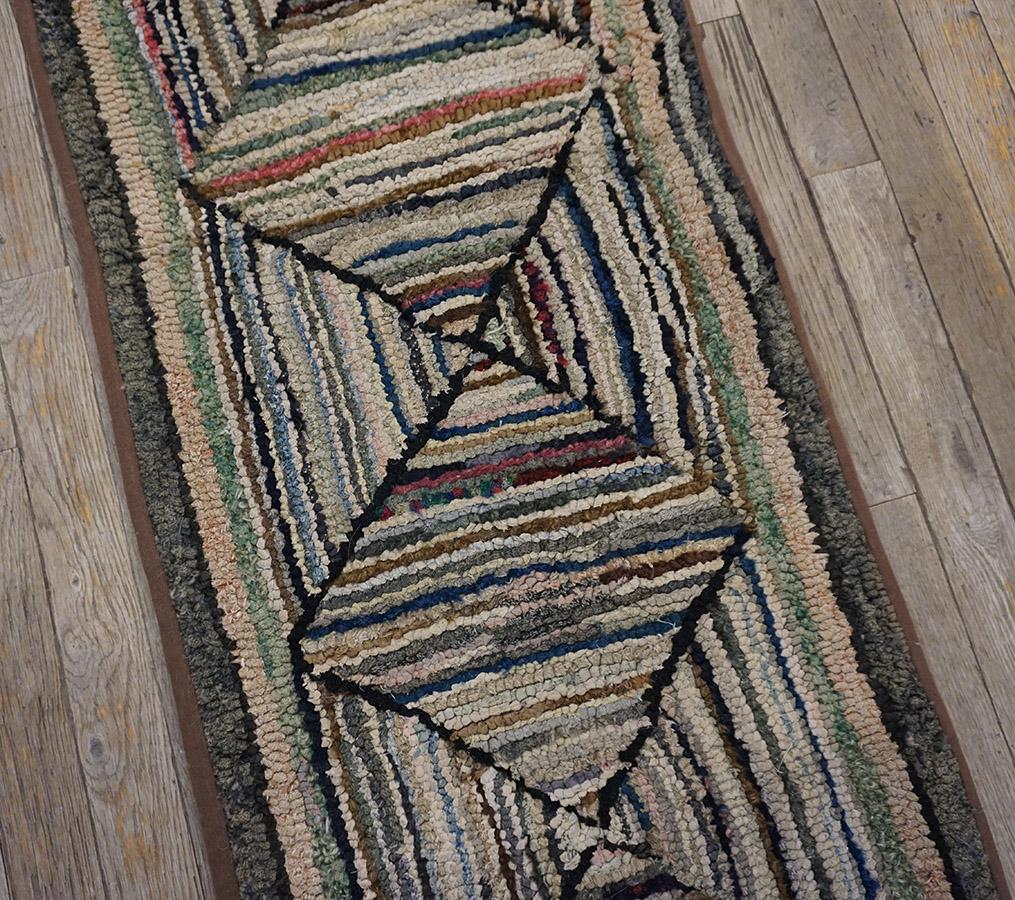 Hand-Woven Early 20th Century American Hooked Rug ( 1'6'' x 20'2'' - 46 x 615 ) For Sale