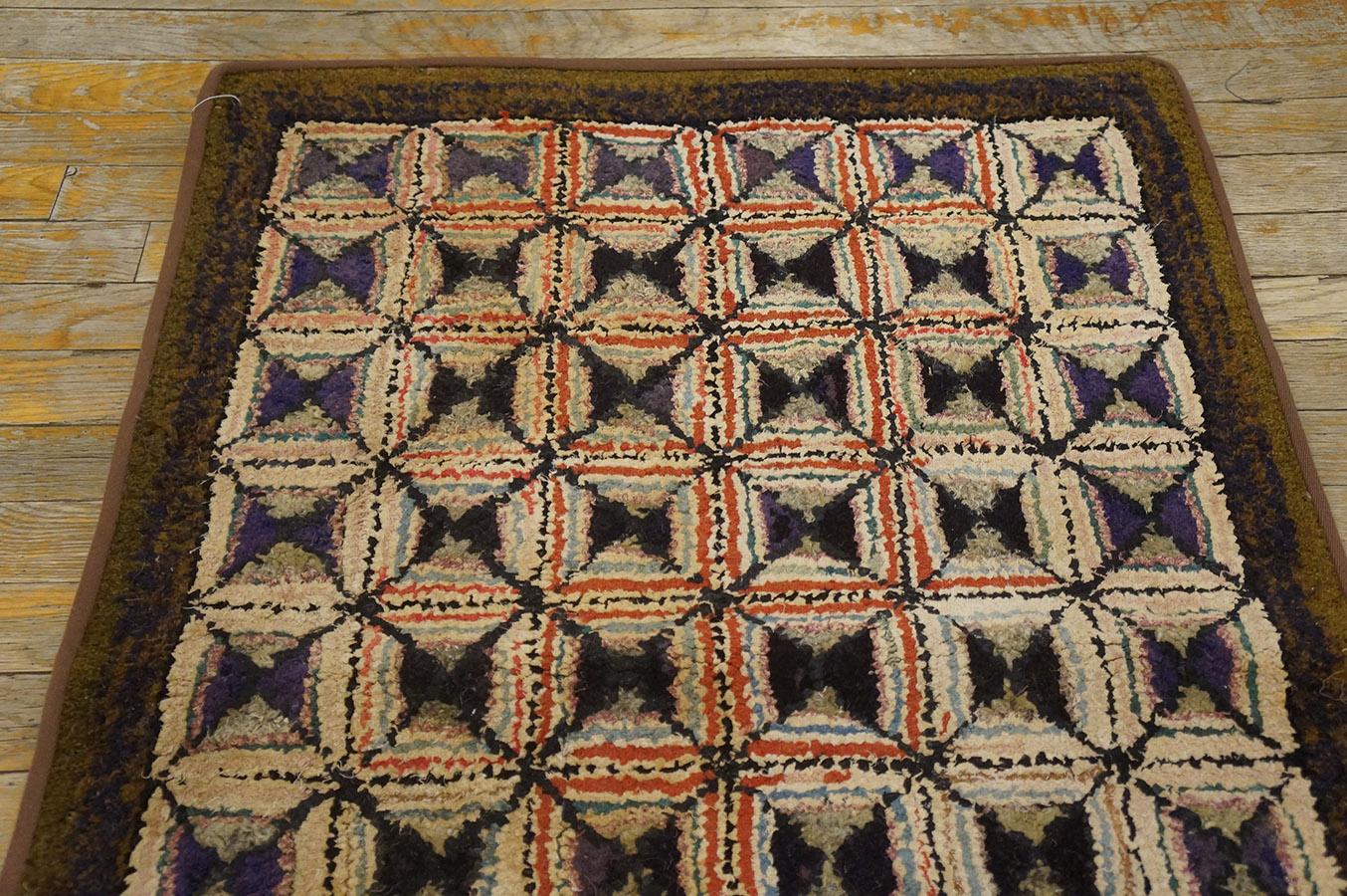 Antique Amercian Hooked Rug 2' 4''x 3' 4''  For Sale 3