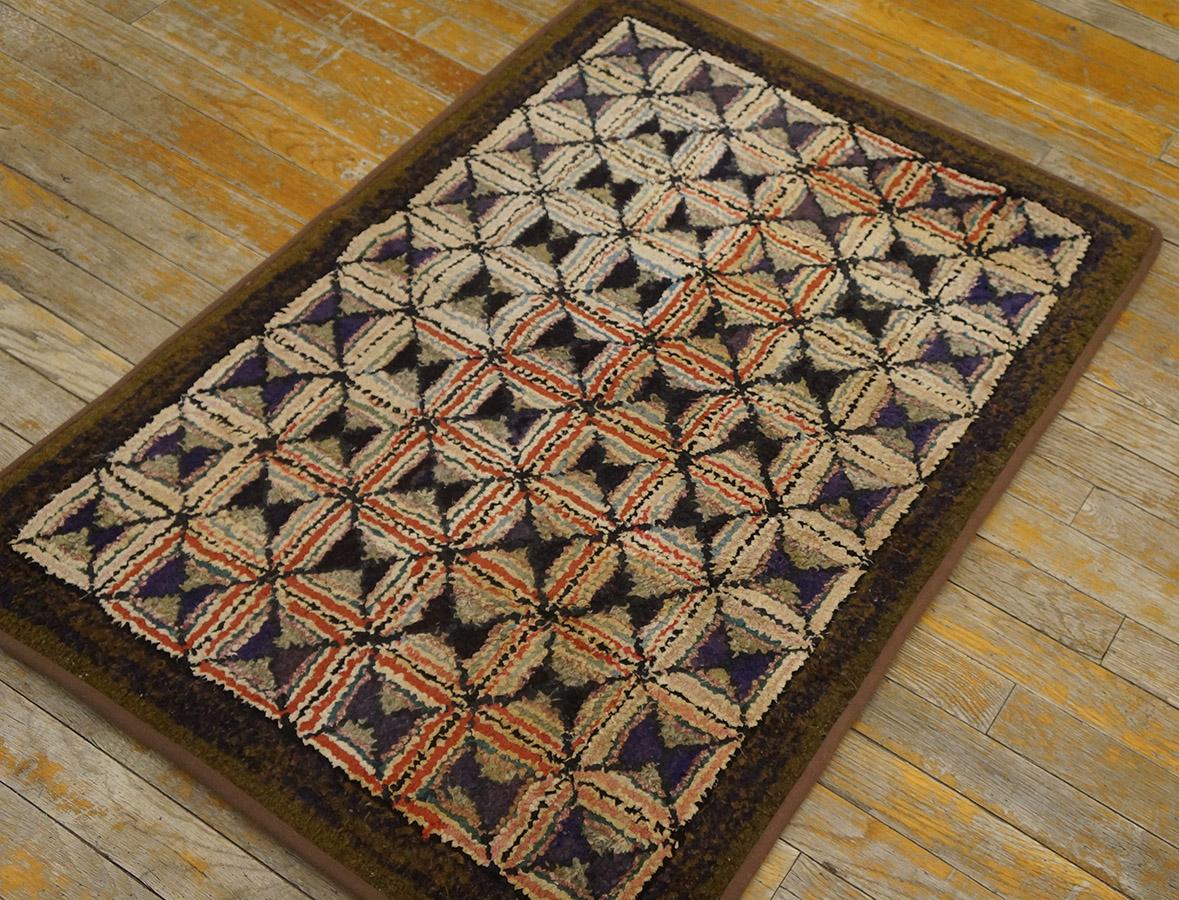 American Antique Amercian Hooked Rug 2' 4''x 3' 4''  For Sale