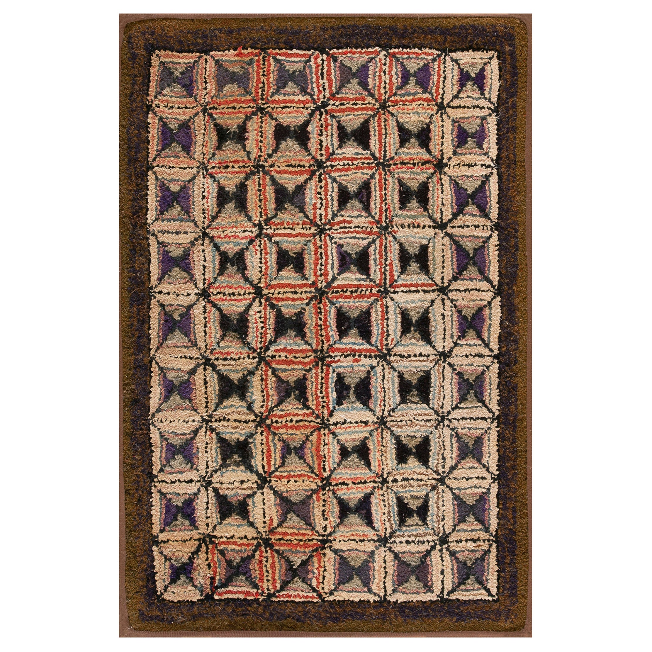 Tapis à capuche américain ancien d'antiquités - 2' 4''x 3' 4''