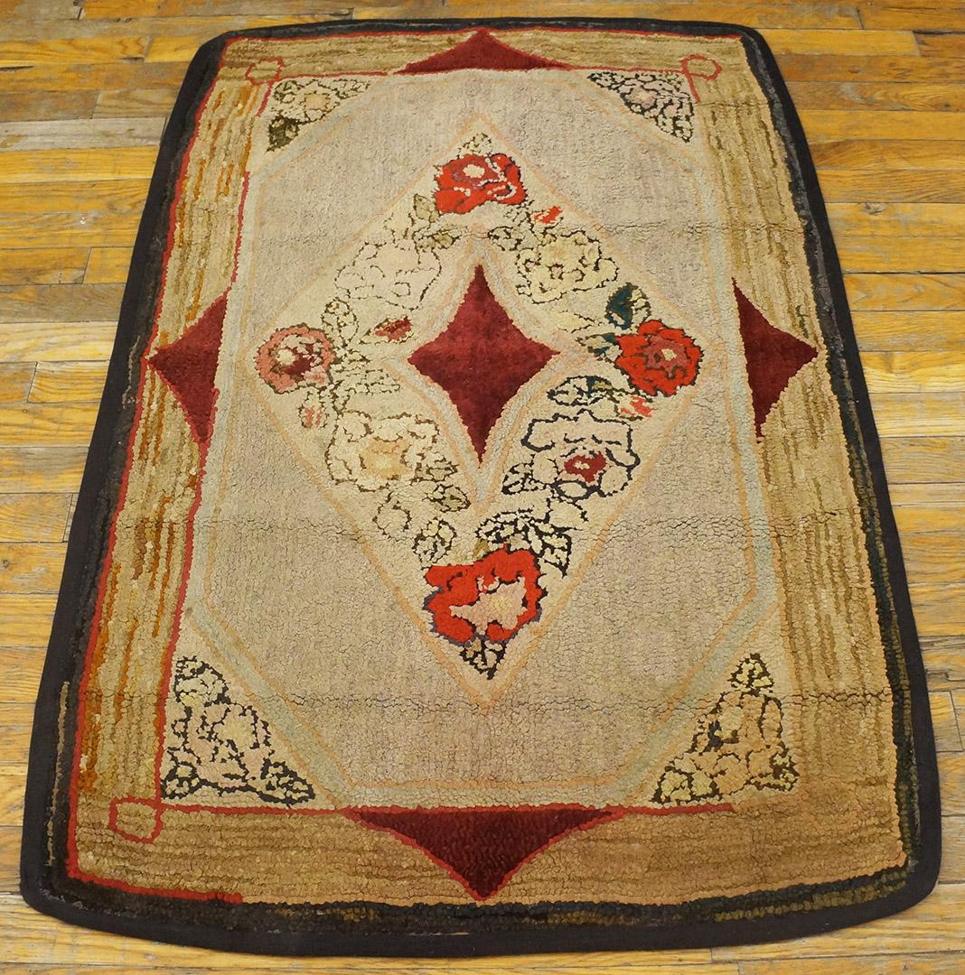 Tapis crocheté américain antique, dimension : 2'8 