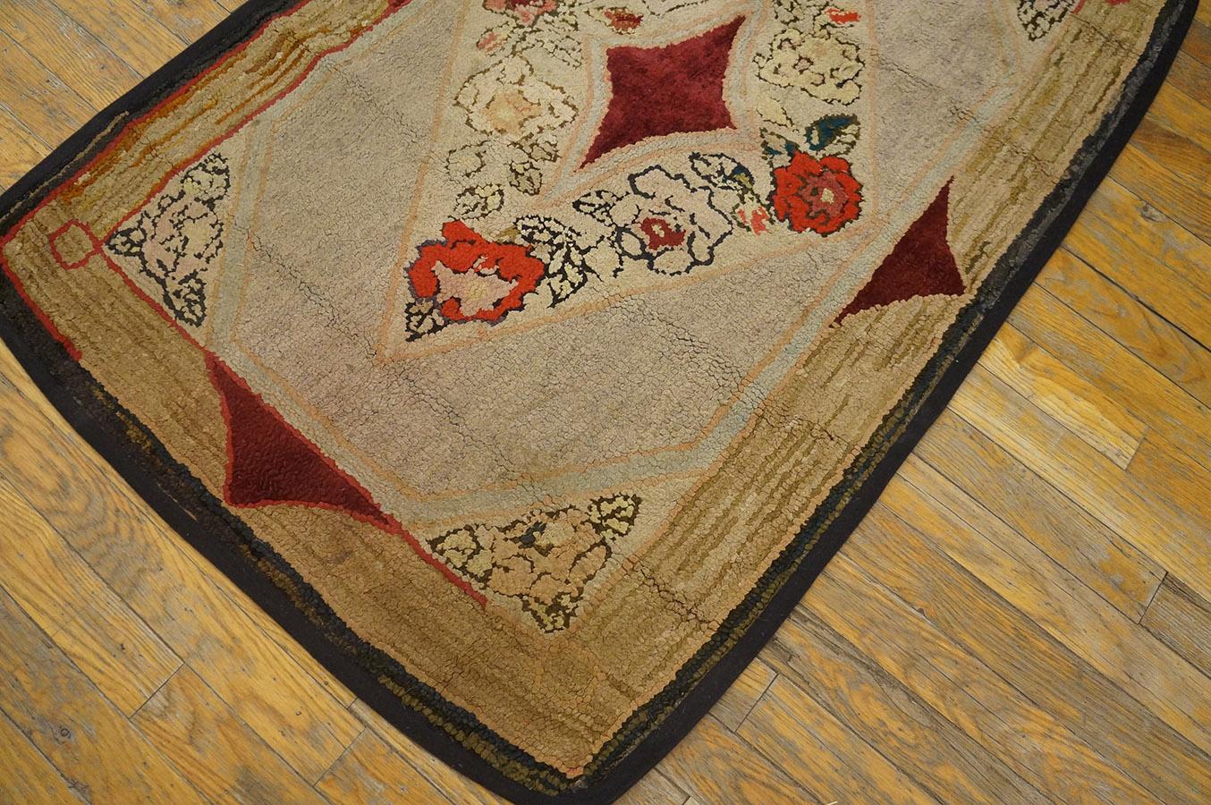 Hand-Woven Antique Amercian Hooked Rug For Sale