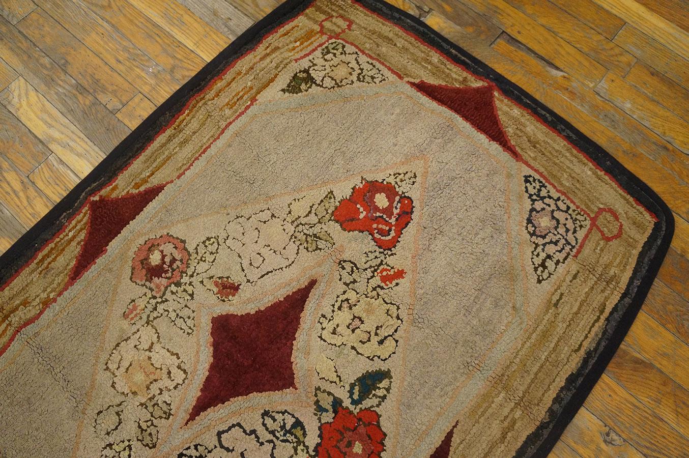 Late 19th Century Antique Amercian Hooked Rug For Sale
