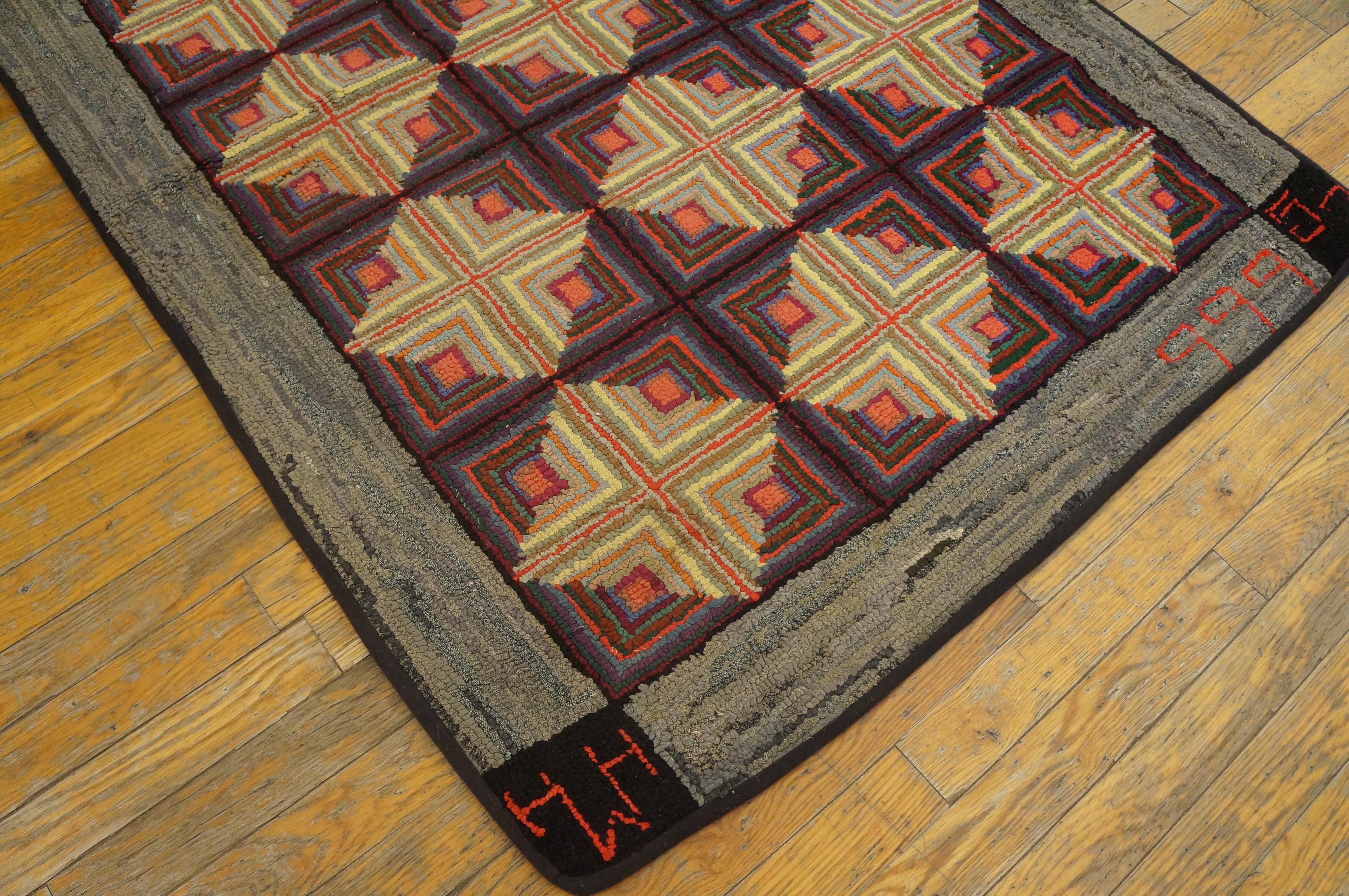 Mid-20th Century Antique Amercian Hooked Rug 3' 3