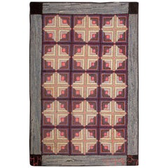 Antiker amerikanischer Kapuzenteppich mit Kapuze 3' 3 Zoll x 4' 10 Zoll