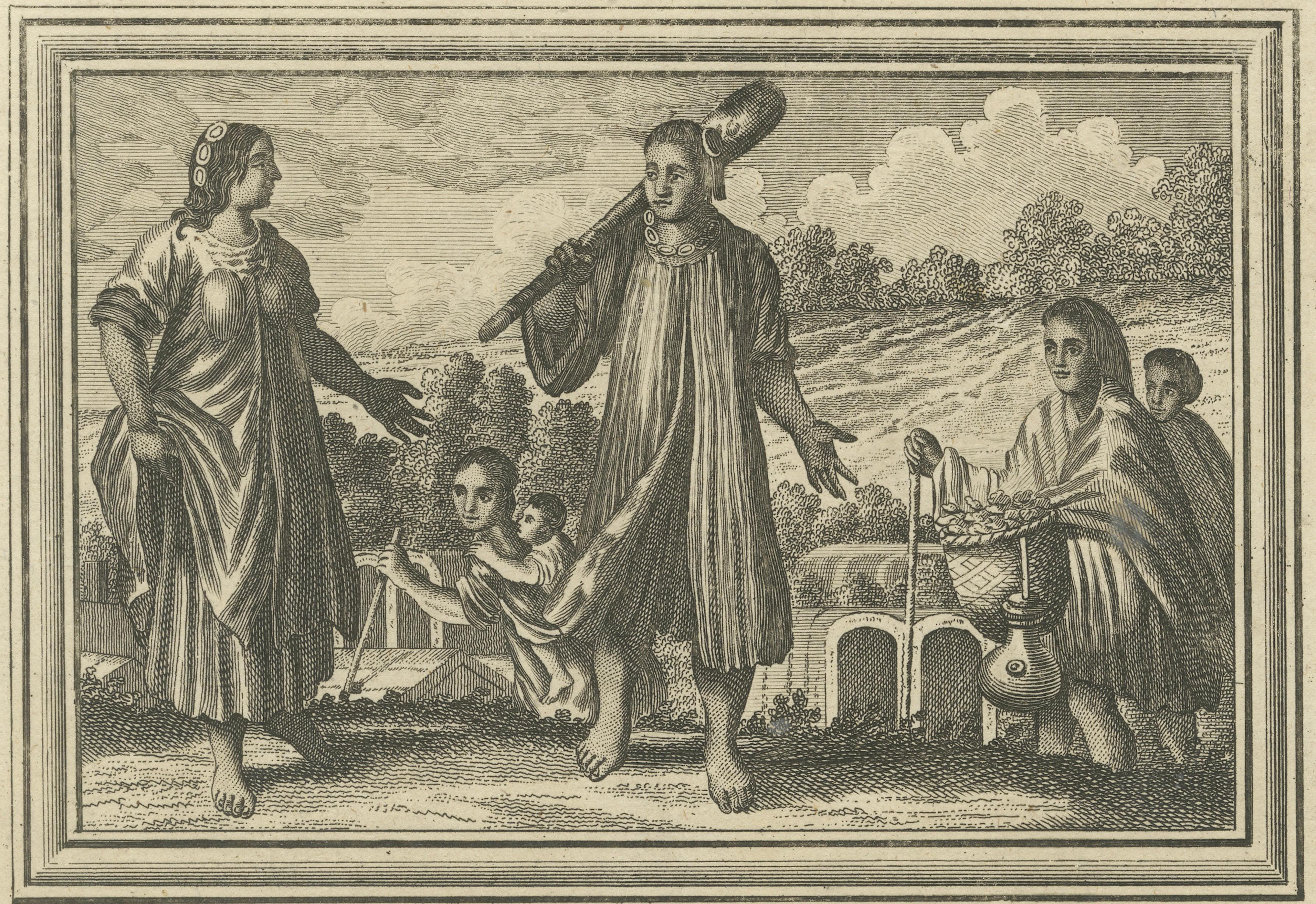 Antique America Engraving Chile Natives & Guatemala Serpents Drake, 1771